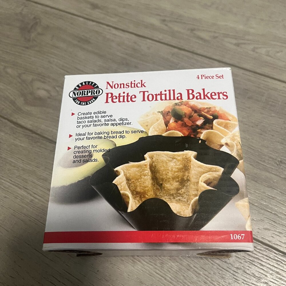 3/$15 Norpro Nonstick Petite Tortilla Bakers 4 Piece Set NEW, Never Used